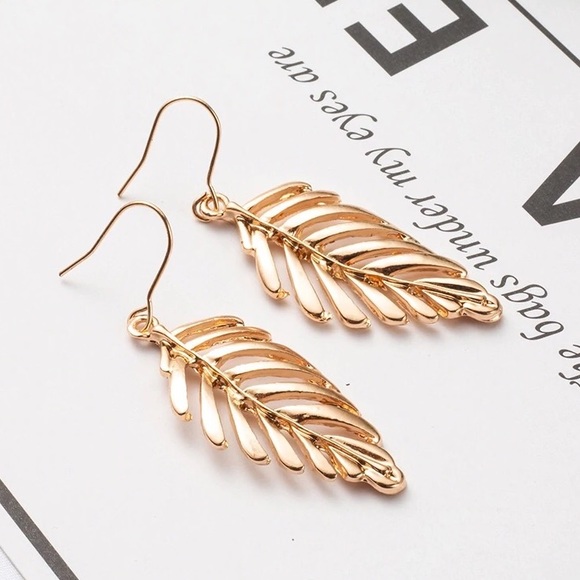 Gold Leaf Earrings - Picture 3 of 5